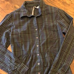 Navy and green plaid tunic